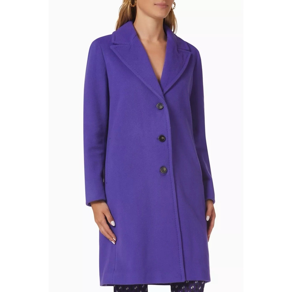 Marella Purple Wool Velour Coat Women's 8 Single Breasted Italian Designer